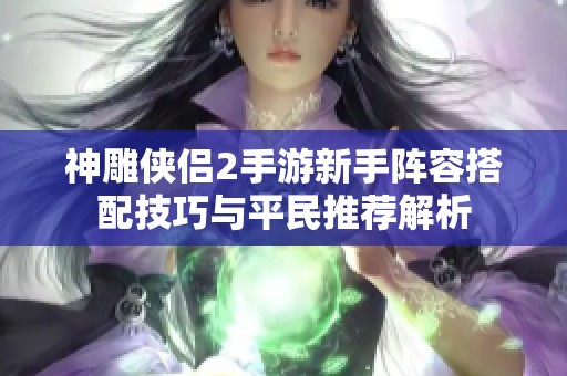神雕侠侣2手游新手阵容搭配技巧与平民推荐解析