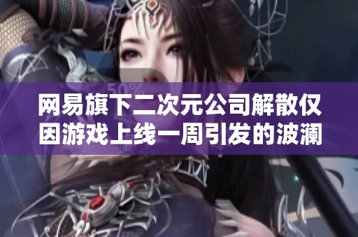网易旗下二次元公司解散仅因游戏上线一周引发的波澜