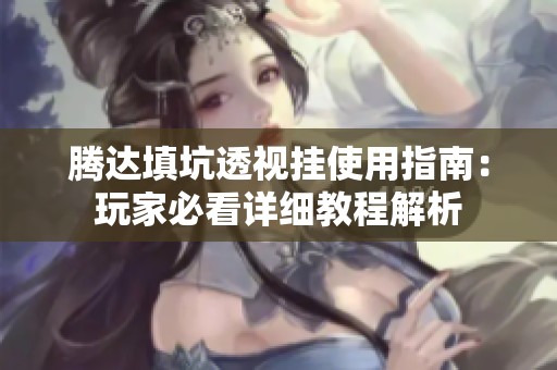 腾达填坑透视挂使用指南：玩家必看详细教程解析