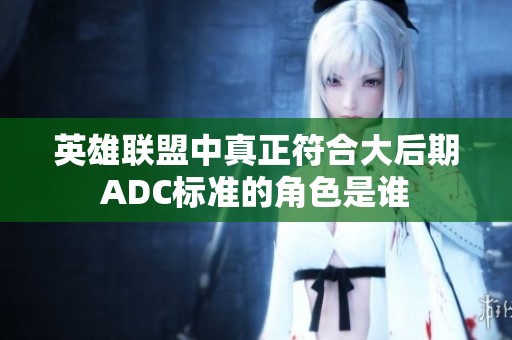 英雄联盟中真正符合大后期ADC标准的角色是谁