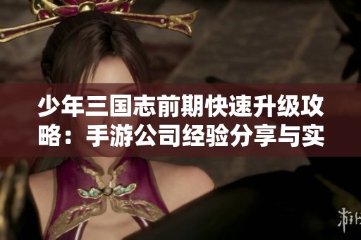 少年三国志前期快速升级攻略：手游公司经验分享与实用策略