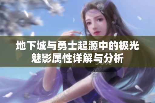 地下城与勇士起源中的极光魅影属性详解与分析