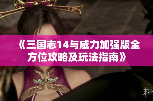 《三国志14与威力加强版全方位攻略及玩法指南》