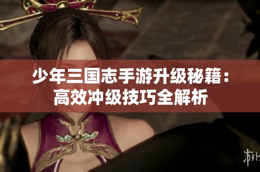 少年三国志手游升级秘籍：高效冲级技巧全解析