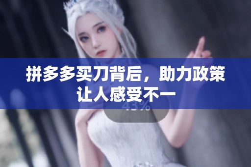 拼多多买刀背后，助力政策让人感受不一