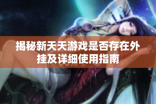 揭秘新天天游戏是否存在外挂及详细使用指南