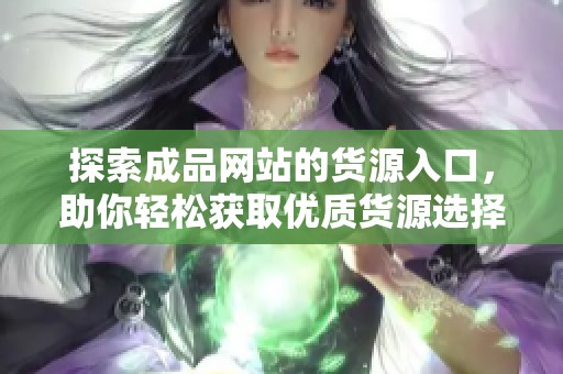 探索成品网站的货源入口，助你轻松获取优质货源选择