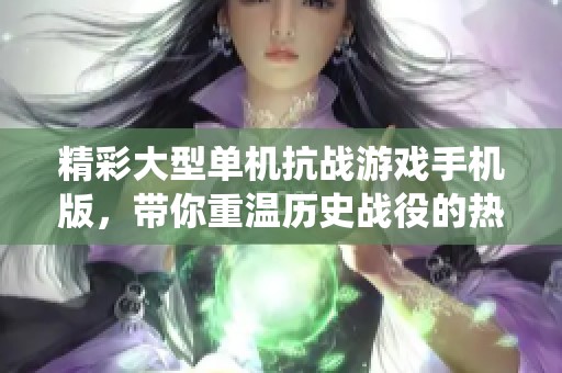 精彩大型单机抗战游戏手机版，带你重温历史战役的热血体验