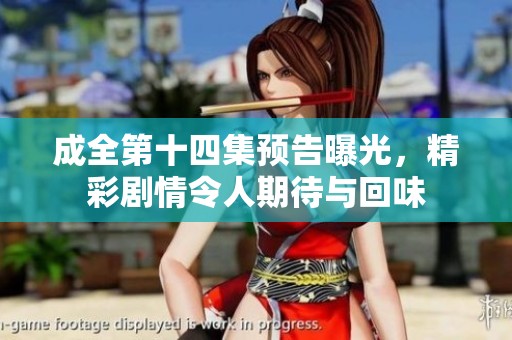 成全第十四集预告曝光，精彩剧情令人期待与回味