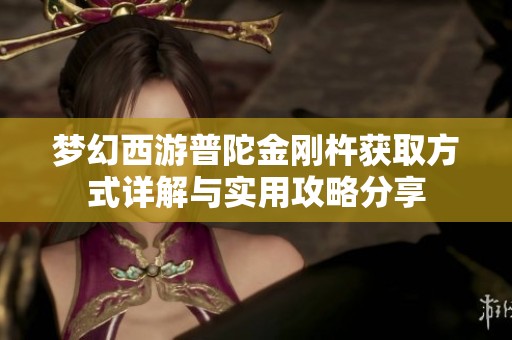 梦幻西游普陀金刚杵获取方式详解与实用攻略分享