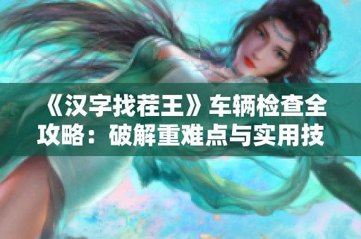 《汉字找茬王》车辆检查全攻略：破解重难点与实用技巧分享