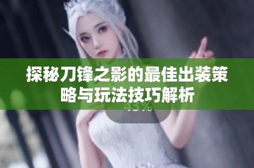 探秘刀锋之影的最佳出装策略与玩法技巧解析