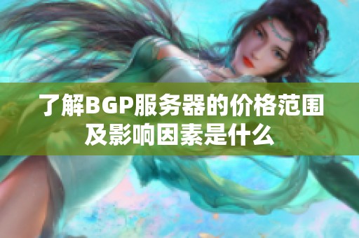 了解BGP服务器的价格范围及影响因素是什么