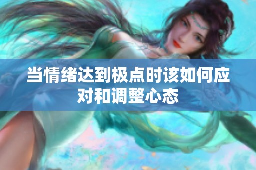 当情绪达到极点时该如何应对和调整心态
