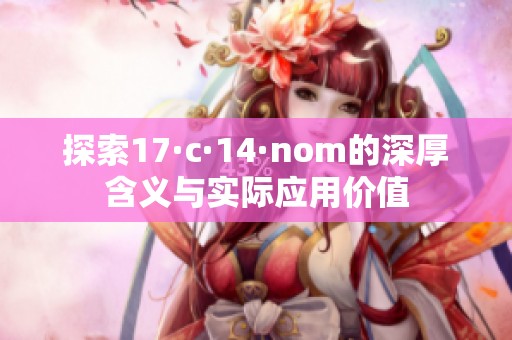 探索17·c·14·nom的深厚含义与实际应用价值