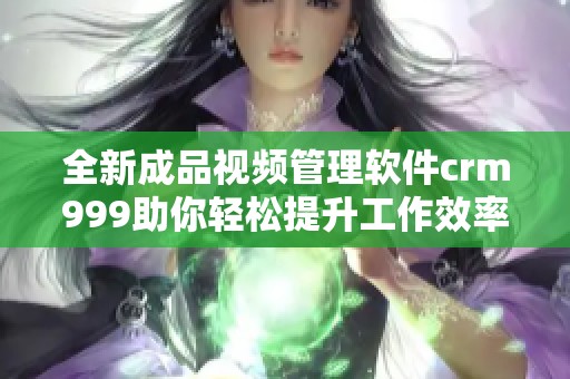 全新成品视频管理软件crm999助你轻松提升工作效率