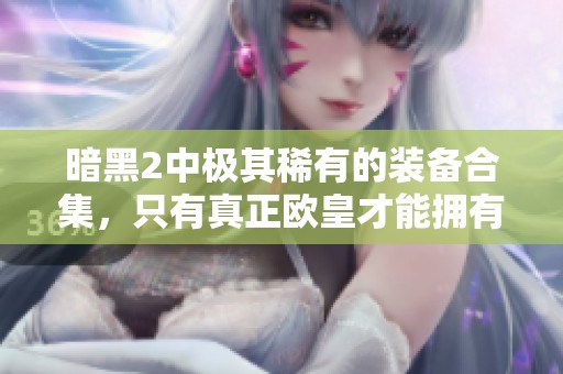 暗黑2中极其稀有的装备合集，只有真正欧皇才能拥有的传奇道具
