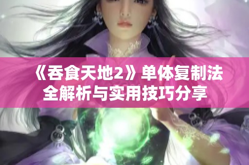 《吞食天地2》单体复制法全解析与实用技巧分享