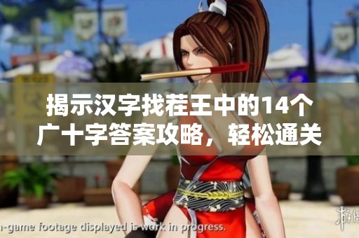 揭示汉字找茬王中的14个广十字答案攻略，轻松通关秘籍分享