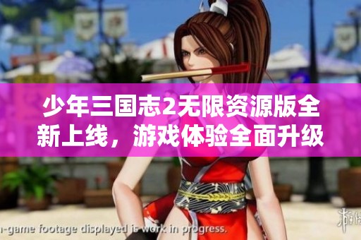 少年三国志2无限资源版全新上线，游戏体验全面升级尽在社会新闻中