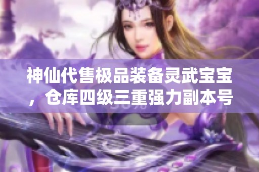 神仙代售极品装备灵武宝宝，仓库四级三重强力副本号等你来拿！