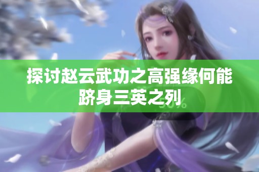 探讨赵云武功之高强缘何能跻身三英之列